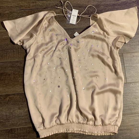 White House Black Market Tops - ❤ SOLD NWT White House Black Market WHBM embellished Sequin open back blouse